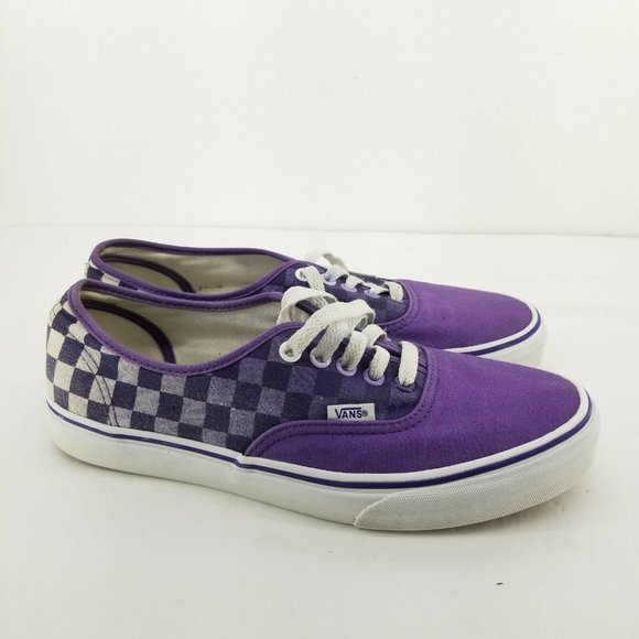 B25 Vans Mens Purple White Lace Up Skateboard Sneaker Shoes Size M 8.5 W 10